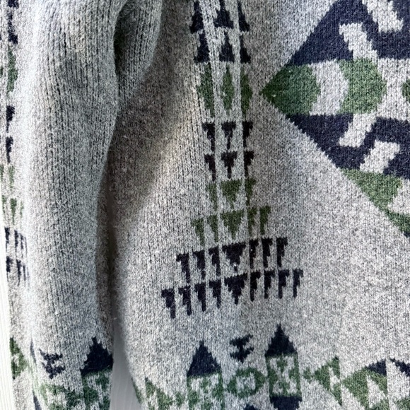 PENDLETON 100% Lambs Wool Aztec Zip Up Men’s Sweater Cardigan Grey Green Size L - Picture 9 of 9